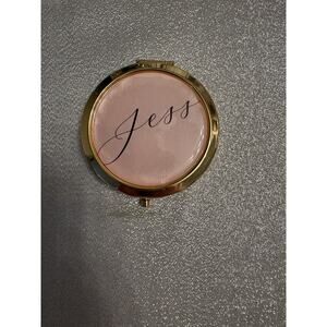 Personalized Name "Jess" Metal Compact Mirror Bridesmaid Pink Wedding Gift